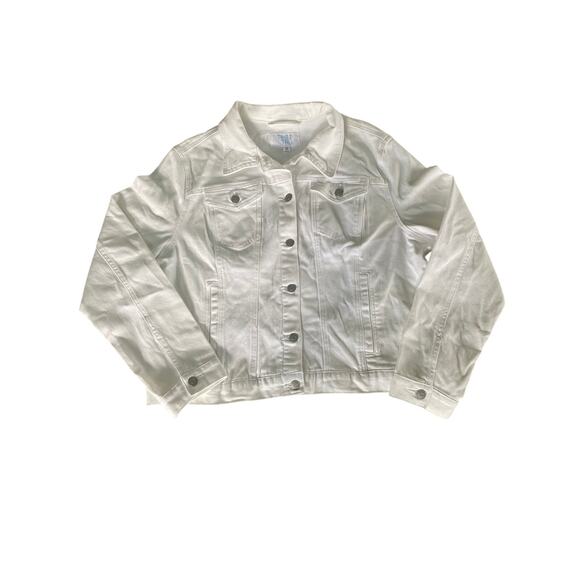 Women's White Denim Jacket Button Front Size XXL (20) Time And True - Picture 1 of 7